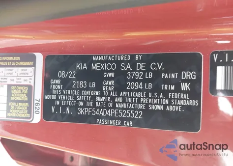 2023 Kia Forte Gt-Line from USA, damaged, VIN 3KPF54AD4PE525522